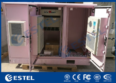 IP55 Triple Bay Racking ตู้โทรคมนาคมกลางแจ้ง / สีชมพูสามประตูตู้ทำความเย็นเครื่องปรับอากาศ