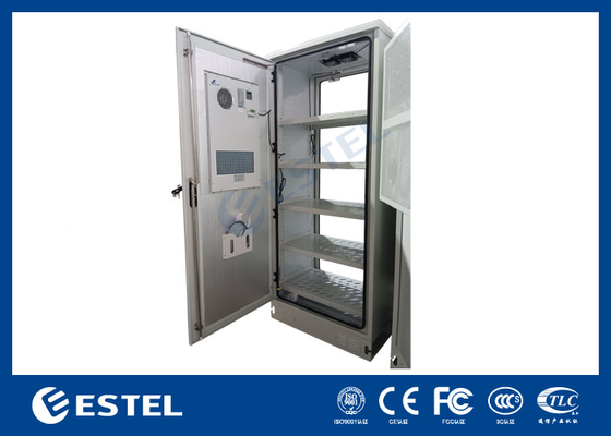 ET9070220-42U โทรคมนาคม ตู้แบตเตอรี่กลางแจ้ง พร้อมเครื่องปรับอากาศ AC และชั้นเก็บแบตเตอรี่