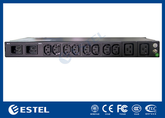 PDU แร็คแบบสลับ 2 ช่องเสียบ 16A 200-240VAC พร้อมการตรวจสอบป้องกัน KN-1