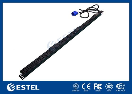สีดํา 200 - 240VAC 32A PDU สูงด้วย C13 / C19 Outlets สําหรับการกระจายพลังงาน