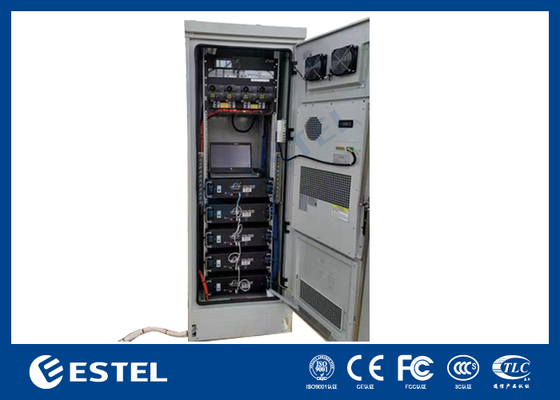 IP55 22U ตู้แบตเตอรี่กลางแจ้งที่มีระบบพลังงานปรับความแรง 9KW 48VDC ที่ติดตั้งสําหรับการใช้งานโทรคมนาคม