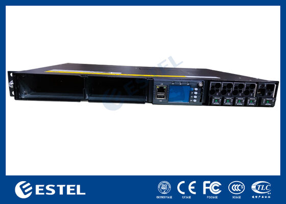 1U Rack Mount Integrated DC Power System with Dual Rectifier Slots Monitoring Unit RS485 หรืออินเตอร์เฟซ LAN ระบบพลังงานแบบตรงต่อเนื่องแบบบูรณาการ
