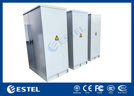 IP65 42U กล่องไฟฟ้ากลางแจ้งแบบสองช่อง RAL7035, 1.5mm เหล็กกระปุก & SUS316 สแตนเลส สร้างเพื่อความทนทานและการป้องกันที่ดีขึ้น