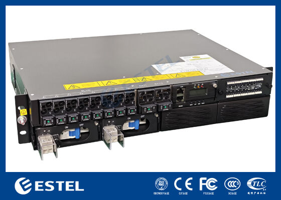 ET48100P5E22 ระบบจำหน่ายไฟ DC แบบติดตั้งบนชั้นวางสำหรับเครือข่ายโทรคมนาคมพร้อมเอาต์พุตตัวป้อน 8 อินพุตแบตเตอรี่ 2 อินพุตและการตรวจสอบแบบรวม
